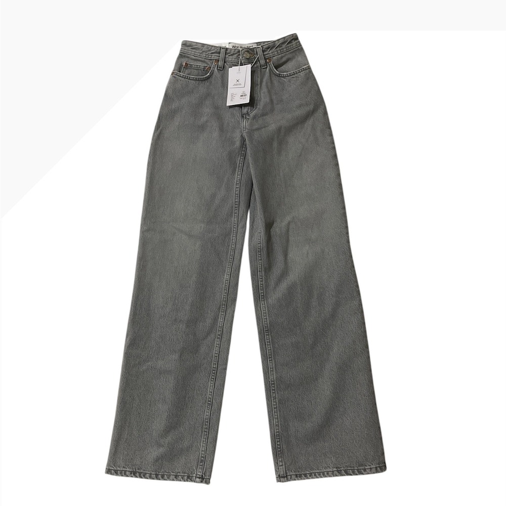 Won‎ Hundred Kiri Wide Leg Jeans Womens Size 24 Light Gray Organic Cotton Italy